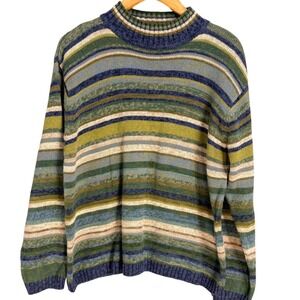 TIARA INTERNATIONAL Vintage Striped Mock Neck Sweater Women's Large